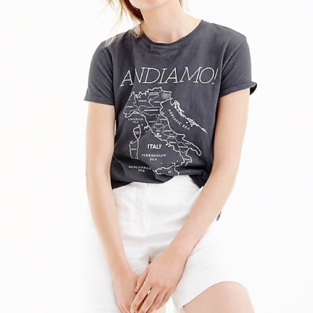 J Crew Italy Map Andiamo Travel Collectors Tee XS